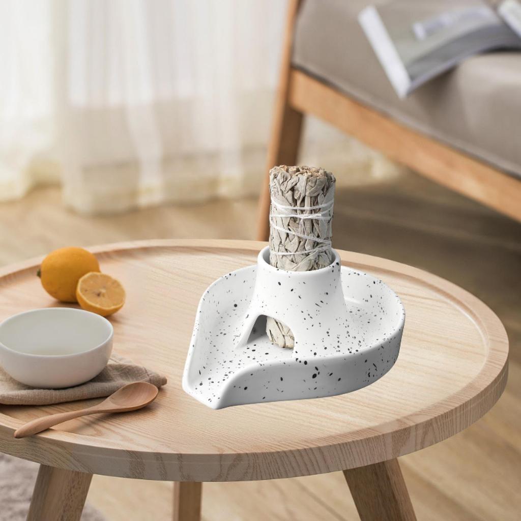 Incense Burner Sage Smudge Burner Fragrance Decors Furnishings Desk Ceramic Censer Tray for Bedroom Living Room Housewarming