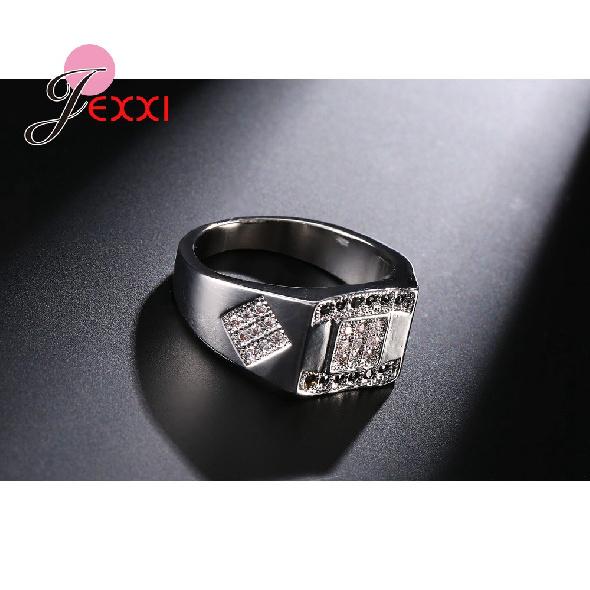 Letter H Fashion 925 Sterling Silver Color Punk Rings For Women Men White Black Cubic Zircon Crystal Bridal Finger Ring Jewelry