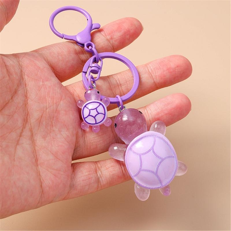 Plastic 3D Turtles Charm Keychain Accessory Fashionable Animal Shape Key Rings Tortoise Bag Decoration for Women