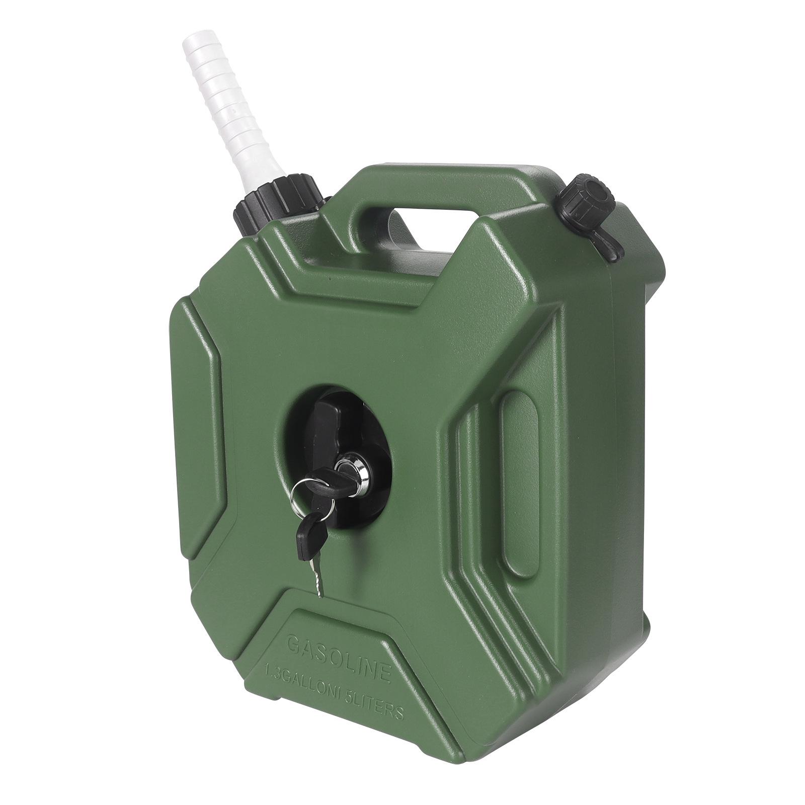 5L Lockable Fuel Tank for Car/Motorcycle - Emergency Oil Can for Gasoline/Diesel, Durable Plastic