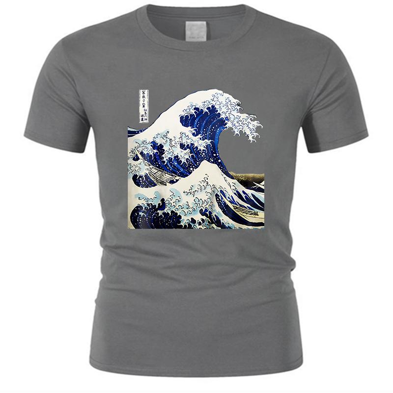 ZheXiong TEE zomer heren t-shirt Kanagawa Japans De Grote Golf T-shirt Vintage Grafisch mannelijk nieuw katoenen t-shirt 4XL