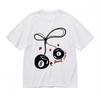 Women's T-shirt With Retro 8-Ball Cherry and Card Suits Graphic Tops White Cotton