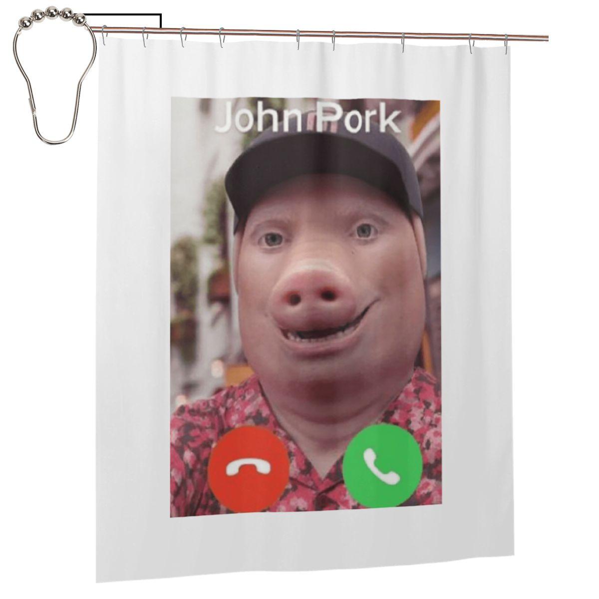 

John Pork Is Calling Shower Curtain Bathroom Polyester Waterproof Bath Curtains With Hooks W60H190(CM)-1 Pcs