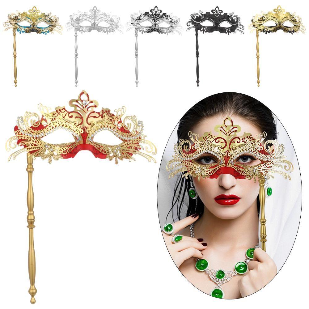 Masquerade Mask with Holding Stick Venetian Halloween Costume Mask Mardi Gras Mask for Womens Party
