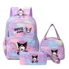 Set Rucsac Școlar din 3 Piese pentru Elevi Rucsac Școlar cu Capacitate Mare din Pânză Oxford cu Bretea de Umăr și Toc de Creioane
