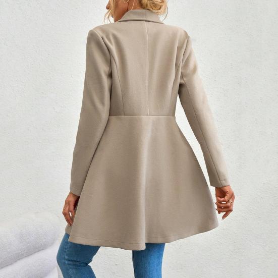 Dámská bunda s kabátem střední délky s klopou a límcem proti větru pro dámy Teplé stylové svrchní oblečení na jaro podzim