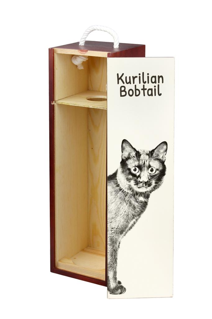 Kurilian bobtail – Wine box with a cat, alcohol box with graphics | Art-Dog