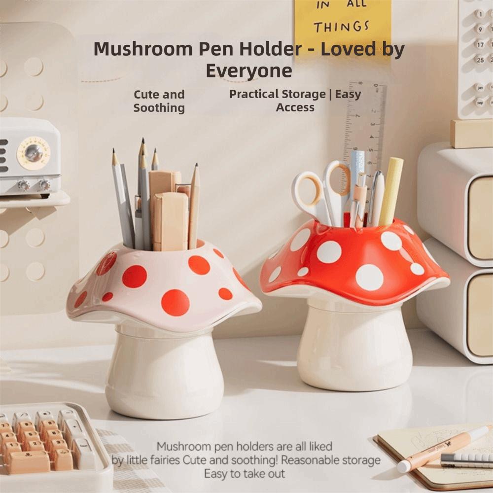 Multifunctional Design Mushroom Storage Box Polka Dot Pattern Desktop Organizer Student Dormitory