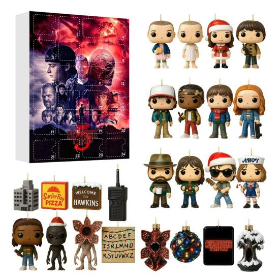 Stranger Things Advent Calendar Box 24 Days of Acrylic Ornaments for Christmas Tree Festive Collectible Gift