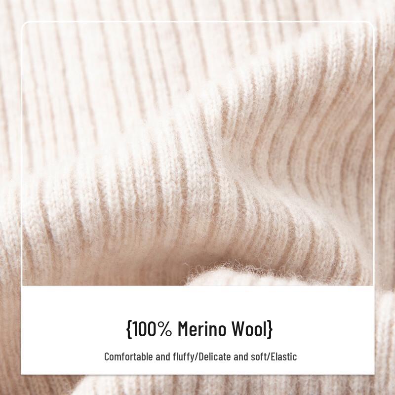 TUHUANG Women's Pure Wool Ribbed Sailor Collar Cardigan Sweater