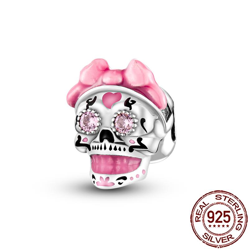 Gothic Charms Copper Pumpkin Calavera Colorida Beads Fit Snake Chain Bracelet Necklace Halloween Women Diy Jewelry