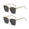2PCS Chic Shining Sequins Link Chain Frame Over Sized Sunglasses for Women Men Trendy Shades Anti-radiation Eyewear