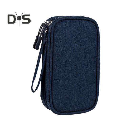 

Сумка для хранения внешнего аккумулятора, многоцелевой чехол для переноски, застежка-молния, большая вместимость, сетчатый слой, органайзер для хранения кабеля и шнура темно-синий