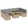 vidaXL 10-piece Garden Sofa Set with Cushions In Beige Poly Rattan, vidaXL 2-seater Garden Sofa 3357083