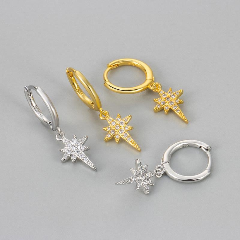925 Silver Earrings For Women Trendy Heart Star Zircon Earring Jewelry Prevent Allergy Party Accessories Gift