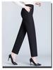 Velvet-Lined High-Waisted Straight Leg Pants for Middle-Aged & Elderly Women - Spring & Autumn Winter Wear