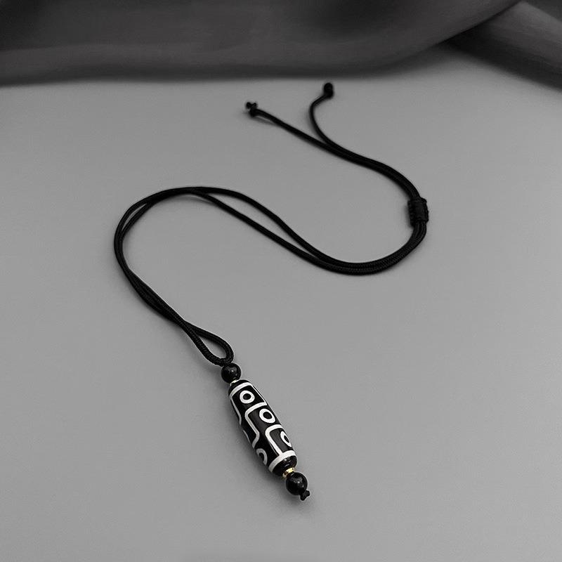 Retro Nine Eye Bead Necklace for Men, Rope, Clavicle Chain, Women's Accessories
