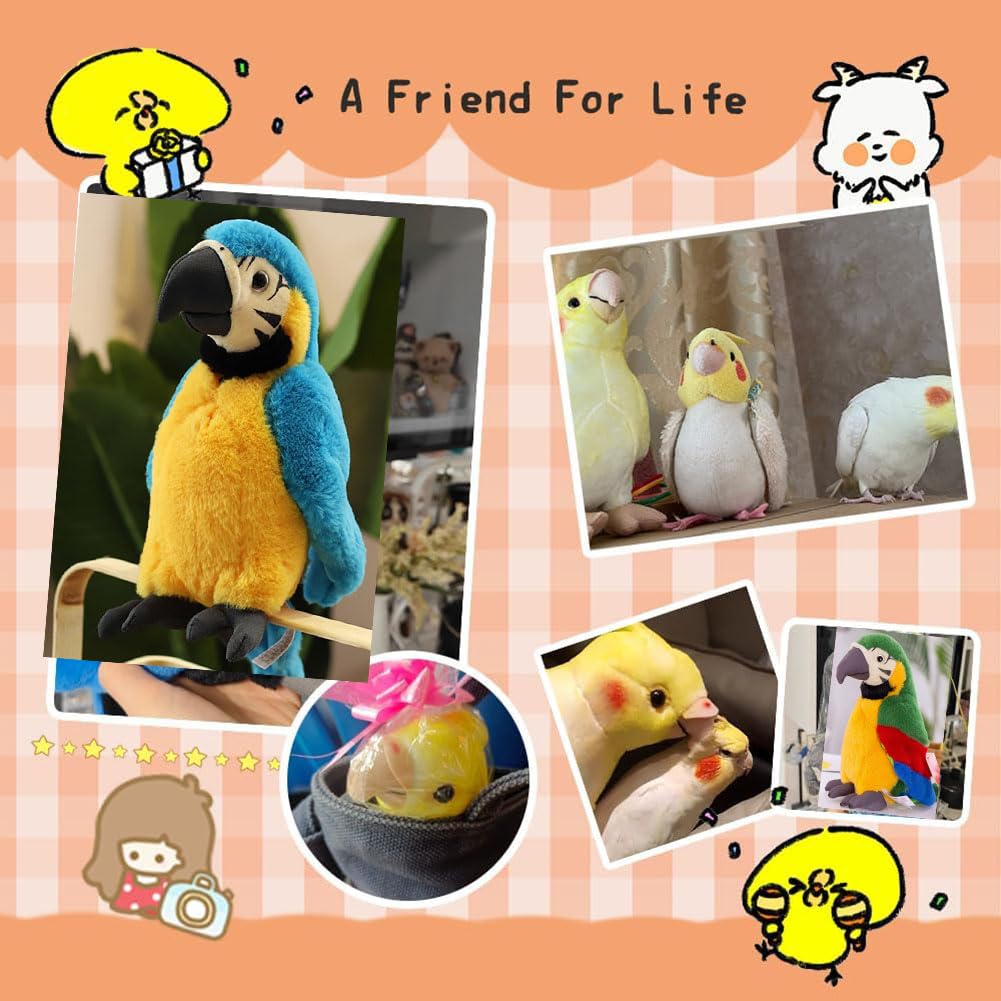 [Qingyun LEE] Plush Toy, Parrot, Realistic, Bird, Stuffed Toy, Gift, Huggable Pillow, Parrot, Plush, Fluffy, Cute, Blue