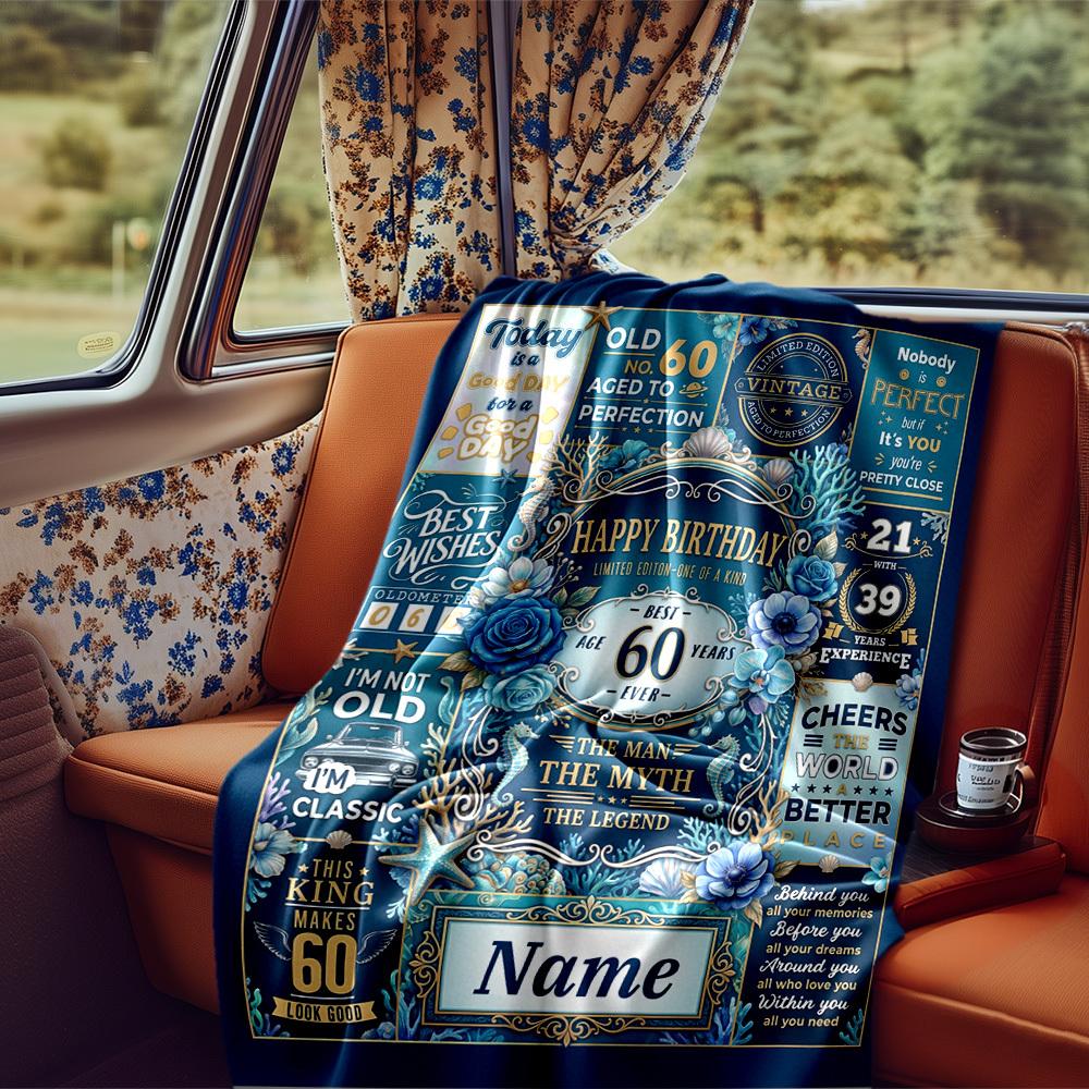 Vintage 60Th Birthday Celebration Blanket Durable Comfort For Sofa Couch Office Bed Picnics Ideal For All Seasons Stylish Decor Perfect Gift For