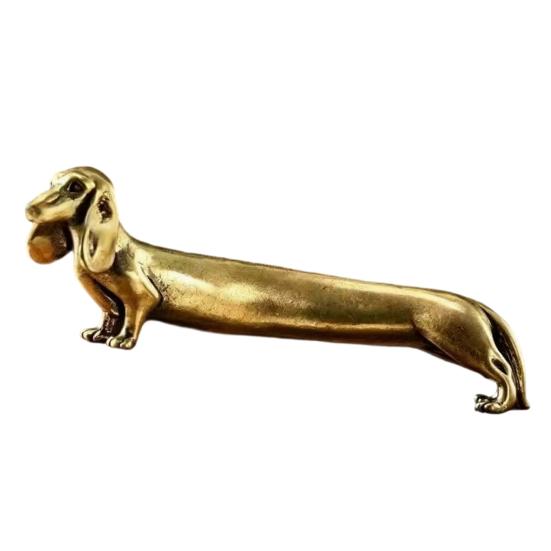 

Vintage Brass Dachshund Statue Mini Standing Dog Sculpture Collectible Animal Ornament for Home Office Bookshelf Desktop Decor 1pc
