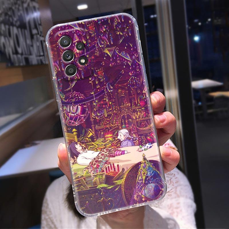 Průhledné pouzdro pro Samsung Galaxy A52 A51 A53 A72 A71 A73 A32 A31 A33 A22 A11 Pouzdro Kryt Miyazaki Hayao Anime Howl's Moving Castle