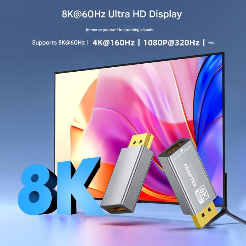 To Hdtv Adapter Supports 8K60Hz 4K160Hz 1080P@320Hz DP Male to Female Hdtv Converters For PC Laptop