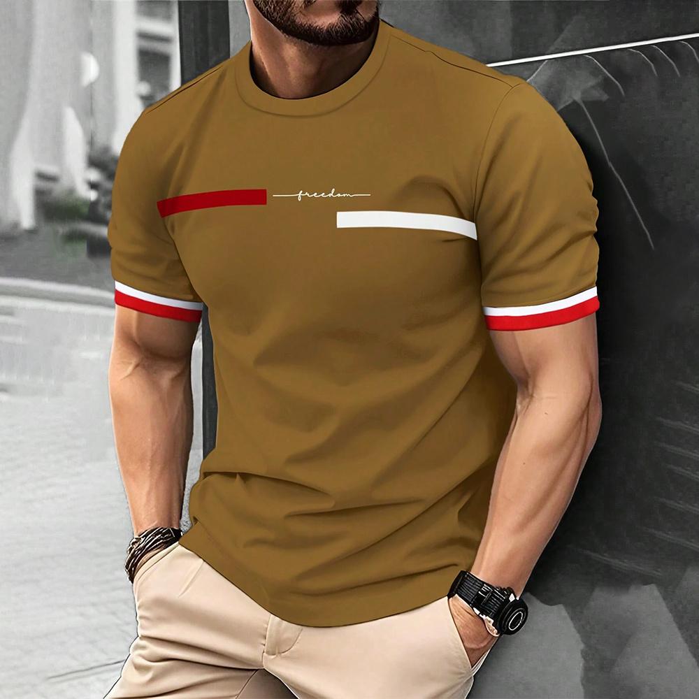 Móda Léto 3D Pruhovaný Potisk Písmen Pánské Tričko Hip Hop Trend Harajuku Streetwear Ležérní O-výstřih Nadměrná Trička Pánské Topy