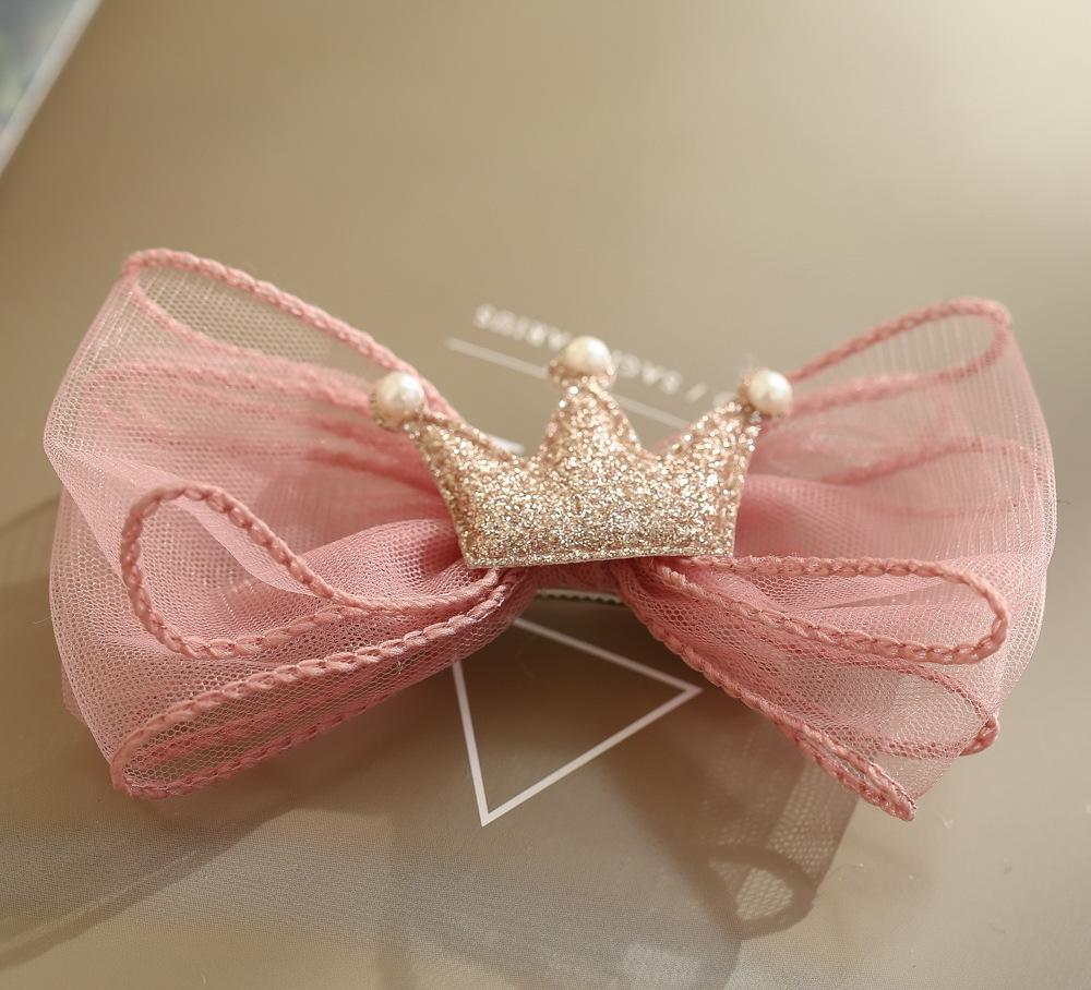 3D Bow Mesh Hair Clip & Crown Headband for Girls
