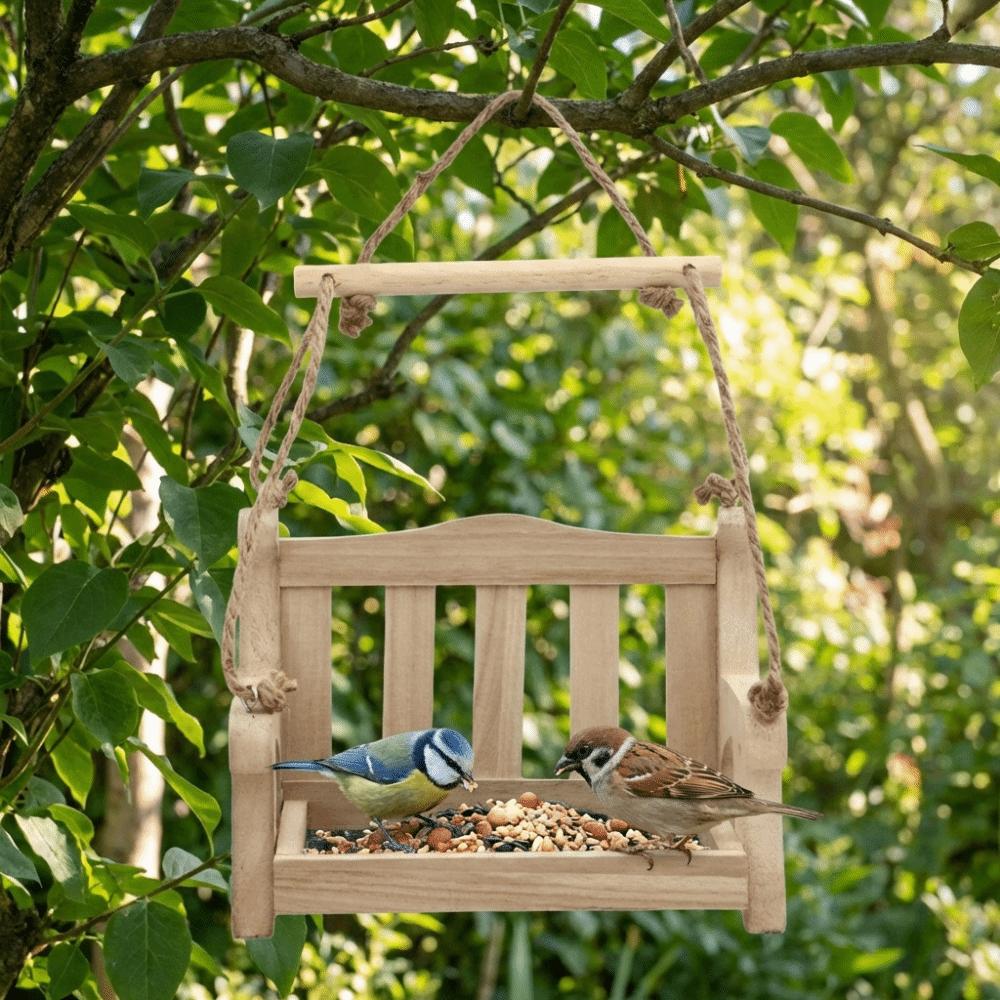 Chair Design Hanging Bird Feeder Wooden Wildlife Habitat Durable Hummingbird Feeder Porch