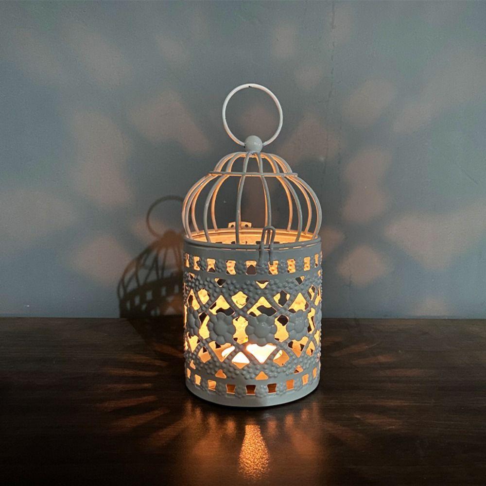 Sturdy Hollow Candle Holder Hanging Iron Aromatherapy Holder Romantic Bird Cage Candlestick  Table
