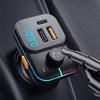Car Bluetooth FM Transmitter 15W Multifunctional Fast Charging USB Auto Charger  Hands-free MP3 Player with Colorful Light