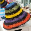 New Hyunya Style Colorful Hand Crocheted Foldable Crochet Shading Sunscreen Tourism Resort Seaside Straw Hat
