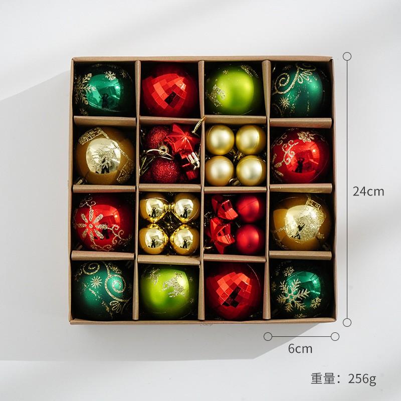 Christmas Ornament Set With Red Green Gray Baubles 6cm 3cm Hanging Decor Tree Home Festive Party Decoration
