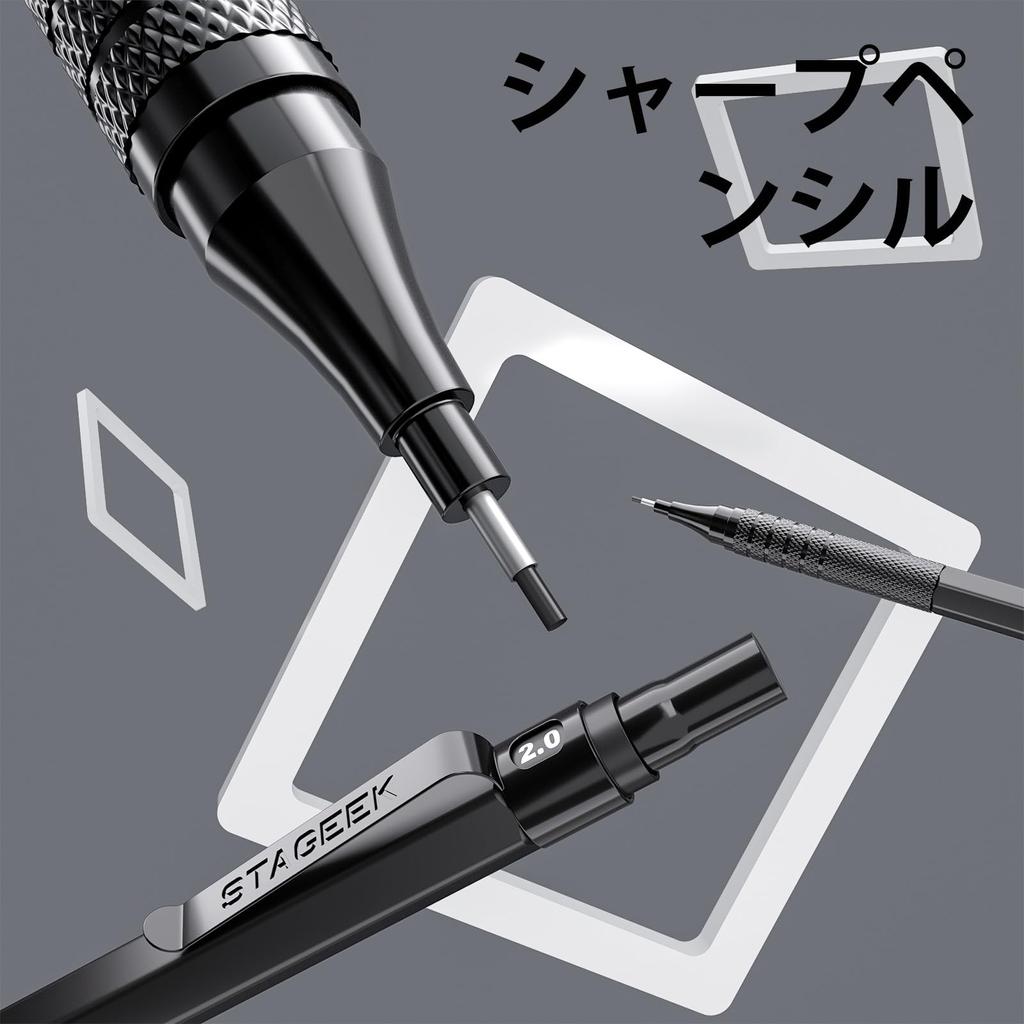 STAGEEK 6pcs Art Metal Mechanical Pencil 3pcs Art Drafting Pencils 3pcs Mechanical Drawing Pencils 384 Leads for and black Set, (0.5, 0.7, 0.9MM) &