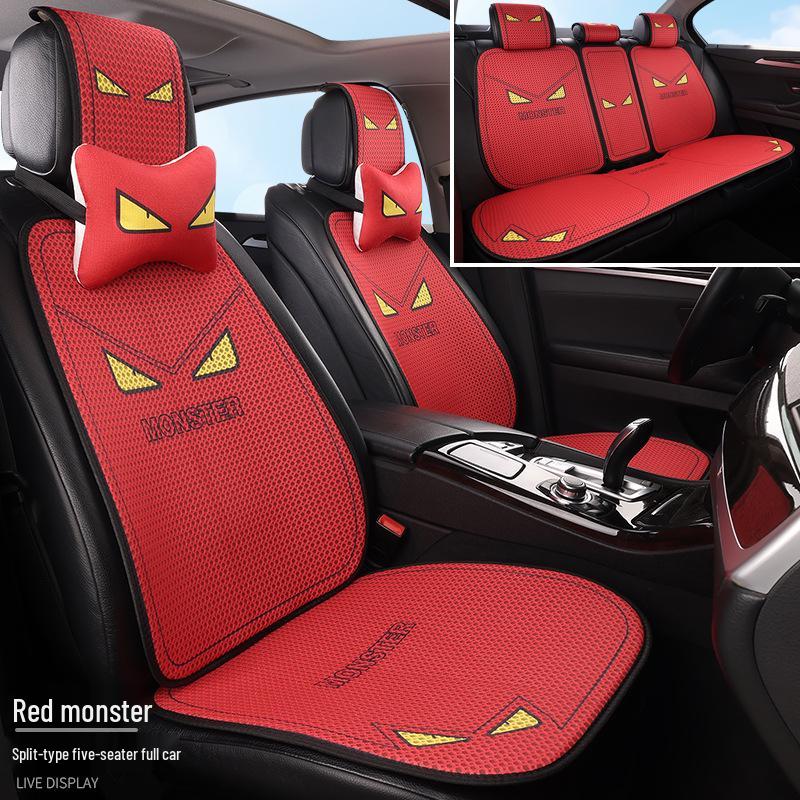 Universal Cartoon Linen Car Seat Cushion - Warm, Stylish, Four Seasons Comfort