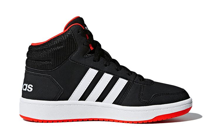 adidas Hoops 2.0 Mid Black Hi-Res Red Kids B75743