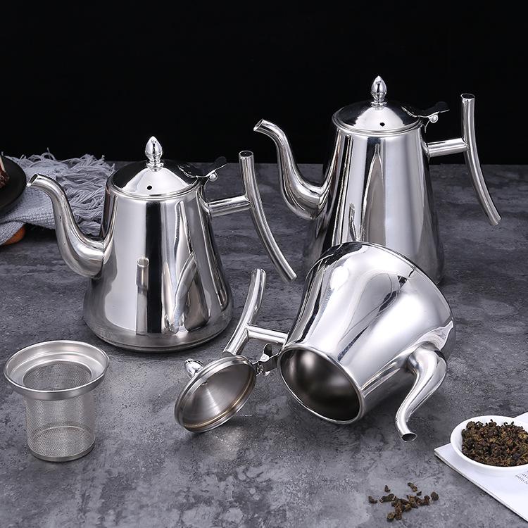 Stainless Steel Kashi Flower Tea Kettle with Filter - Ideal for Hotels, Restaurants, and Teahouses.