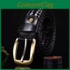 Handmade Leather Belt For Men With Oldstyle Buckle And Woven Pattern For Urban Casuals