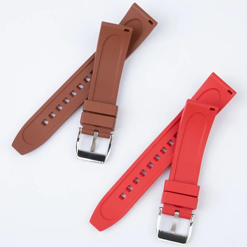 18/19/20/21/22/23/24mm Quick Release Fluororubber FKM Rubber Strap Smartwatch Men Women Wristband Universal Bracelet Accessories