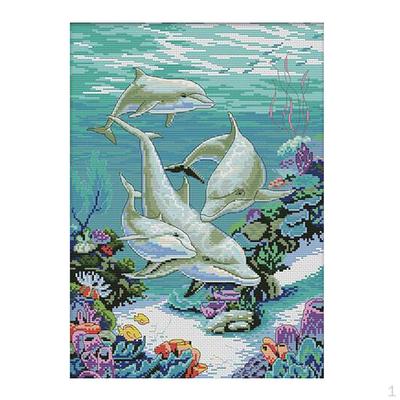 DIY Stamped Stitch Pre-Printed Sea Animals Pattern Embroidery Kits