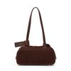 Genuine Cowhide Women's Handbag, Single Shoulder Underarm Pillow Bag, Suede Brushed Bowling Bag