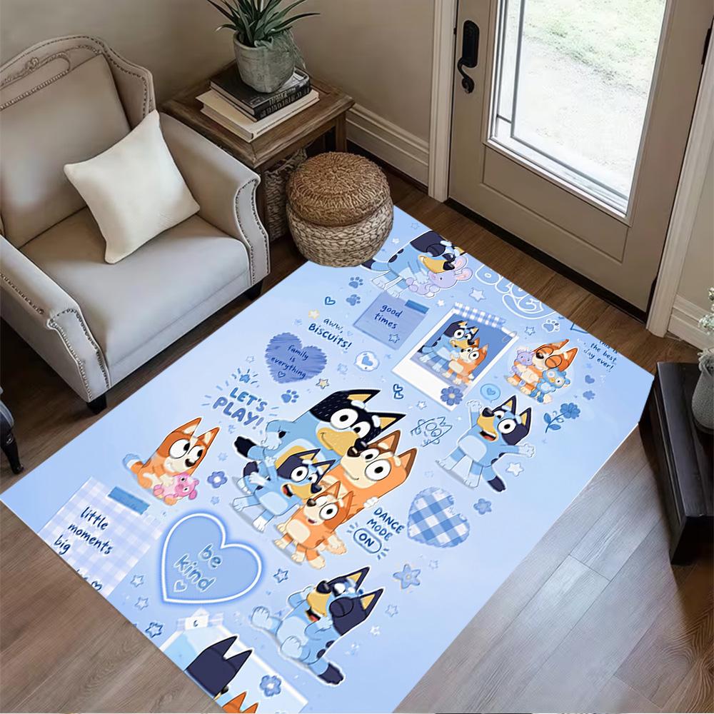 Bluey's Colorful Adventures Floor Mat Design for Dormitory Entryway Decorate room Balcony Anti-slip Rug Decorate Offices Best for Christmas