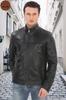 Men's Stand Collar Genuine Lambskin Jacket Black Zippered Stylish Leather Coat for Daily and Business Use