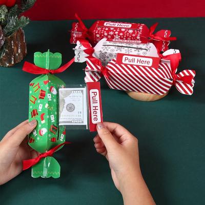 4Pcs Christmas Money Box,Candy Shaped Money-Pulling Merry Christmas Paper Gift Box Christmas Decorations Party Supplies Festival Decoration Supplies