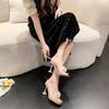 Shoes for Women Sexy Woman Slippers Heeled Sandals Clear Open Toe Slides Crystals Shoe H Sandal Easy Wears Low Price Stylish Vip