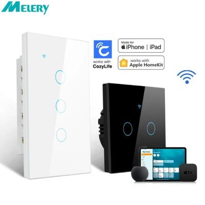 Siri Homekit WiFi Chytrý Vypínač Světla Nástěnný Dotykový Senzor Skleněný Panel Dálkové Ovládání Přes Google Home Alexa MFI Vypínač Apple