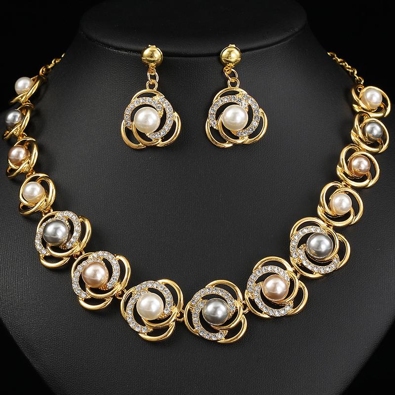 3pcs Women Euro-American Bridal Zircon Necklace Set Light Luxury Alloy Zircon for Weddings Banquets Formal Dresses Accessories