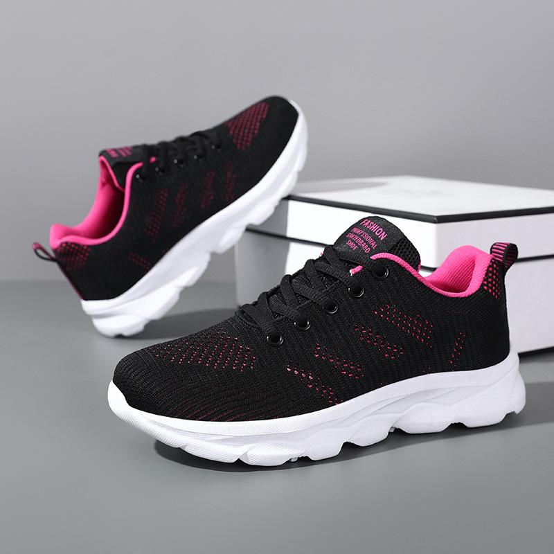 

Брендовая женская обувь спортивная обувь весна и осень новая сетчатая дышащая плоская обувь для бега легкая черная рабочая обувь 42
