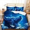 Snow Wolf Duvet Cover Set Full Queen Night Galaxy Starry Wolf Comforter Cover Wild Animals Wolf Themed Bedding Set 2/3 Pieces