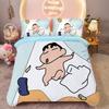 Crayon Shin-chan Quilt Cover with Pillowcase Cartoon Anime Print Bedding Set Fabric Soft Twin Bed Size Kids Gifts Various Sizes